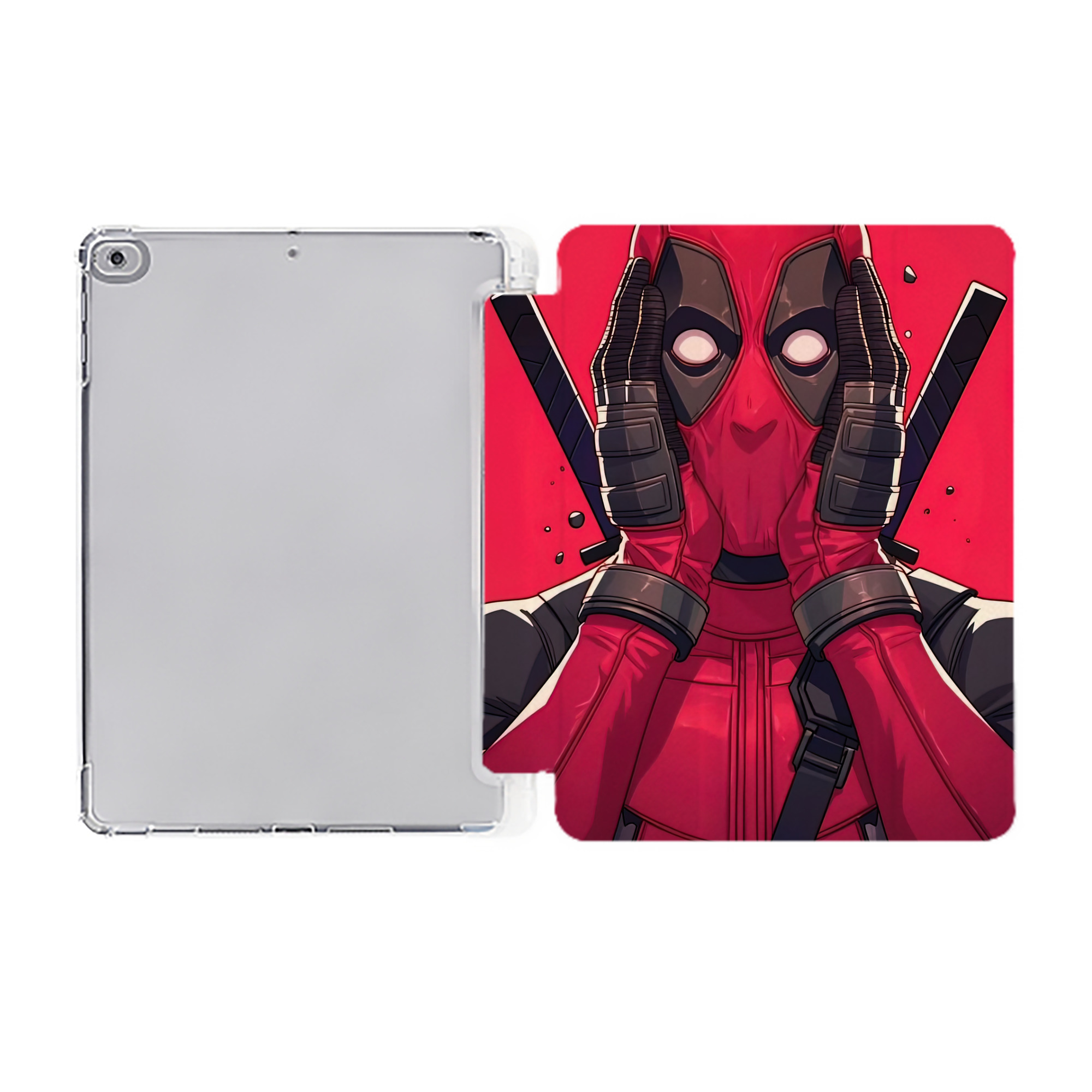 （画像用） Deadpool デッドプール IPad ケース ペン収納付き 三つ折りスタンド PUレザー×シリコン 対応機種9.5/10.5/10.9インチ